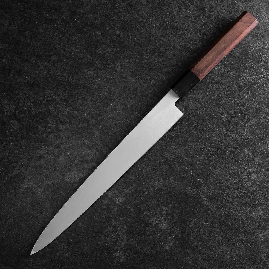 Yanagiba Blue Steel #2 Nashiji Buffalo Walnut Handle 270mm (10.6”)-[Musashi]-[Japanese-Kitchen-Knives]