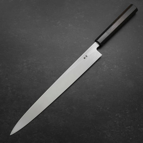Yanagiba Blue Steel #2 Suminagashi Buffalo Ebony Handle 300mm (11.8”)-[Musashi]-[Japanese-Kitchen-Knives]