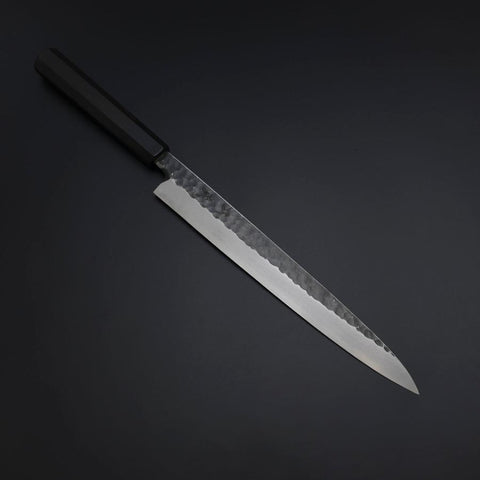 Yanagiba Blue Steel #2 Tsuchime Kurouchi Buffalo Ebony Handle 260mm-[Musashi]-[Japanese-Kitchen-Knives]