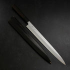 Yanagiba Blue Steel #1 Suminagashi Buffalo Ebony Handle With Sheath 330mm-[Musashi]-[Japanese-Kitchen-Knives]