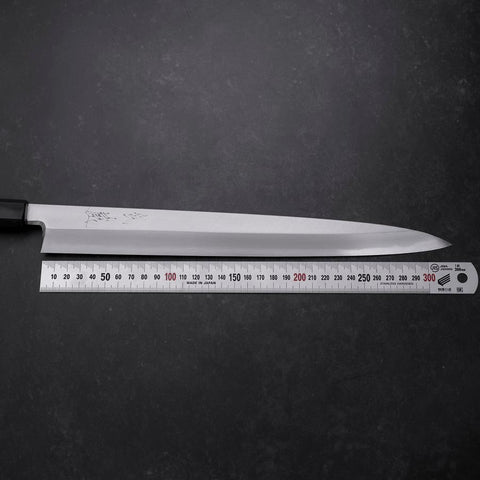 Yanagiba Blue Steel #2 Kasumi Buffalo Magnolia Handle 330mm-[Musashi]-[Japanese-Kitchen-Knives]
