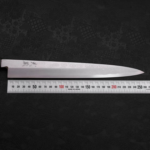 Yanagiba Blue Steel #2 Suminagashi Buffalo Magnolia Handle 260mm-[Musashi]-[Japanese-Kitchen-Knives]