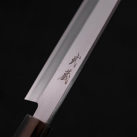 Yanagiba Left Hand AUS-10 Polished Buffalo Teak Handle 270mm (10.6”)-[Musashi]-[Japanese-Kitchen-Knives]