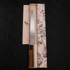 Yanagiba Left Hand AUS-10 Polished Buffalo Teak Handle 270mm (10.6”)-[Musashi]-[Japanese-Kitchen-Knives]
