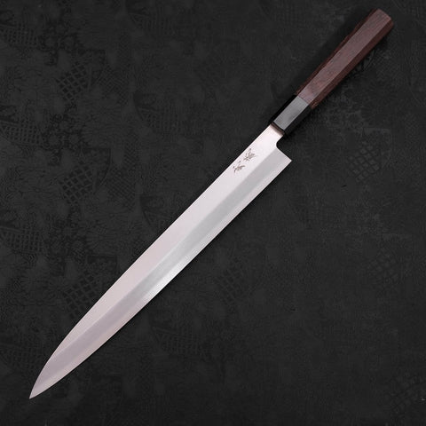 Yanagiba Left Hand AUS-10 Polished Buffalo Wenge Handle 290mm (11.4”)-[Musashi]-[Japanese-Kitchen-Knives]