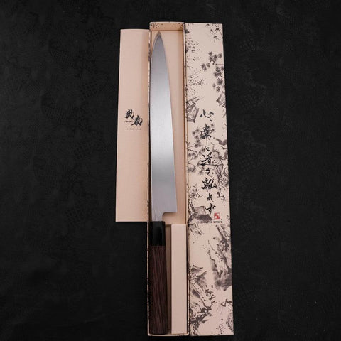 Yanagiba Left Hand AUS-10 Polished Buffalo Wenge Handle 290mm (11.4”)-[Musashi]-[Japanese-Kitchen-Knives]