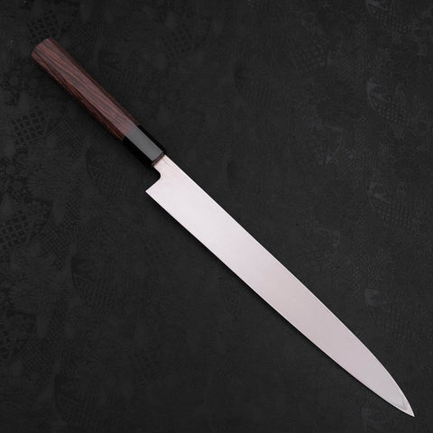 Yanagiba Left Hand AUS-10 Polished Buffalo Wenge Handle 290mm (11.4”)-[Musashi]-[Japanese-Kitchen-Knives]