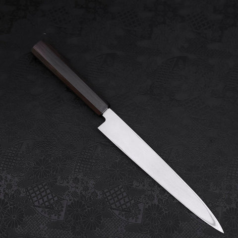 Yanagiba Left Hand AUS-10 Polished Ebony Handle 210mm (8.3”)-[Musashi]-[Japanese-Kitchen-Knives]