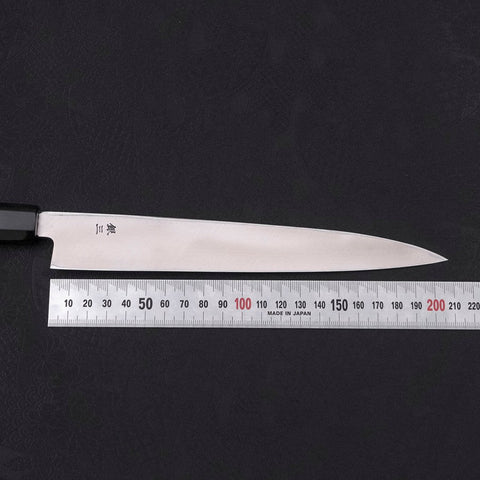 Yanagiba Left -Hand Silver Steel #3 Kasumi Buffalo Ebony Handle 210mm (8.3”)-[Musashi]-[Japanese-Kitchen-Knives]