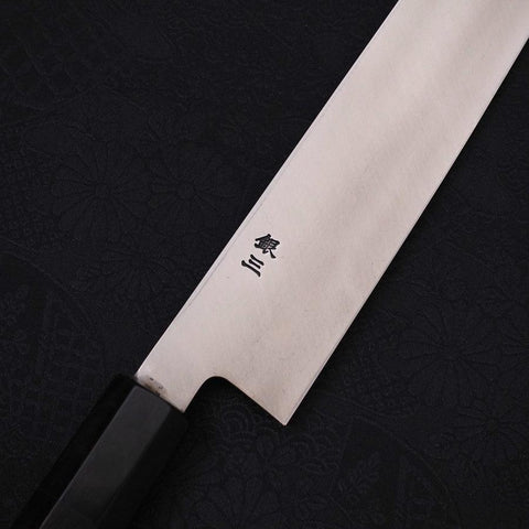 Yanagiba Left -Hand Silver Steel #3 Kasumi Buffalo Ebony Handle 300mm (11.8”)-[Musashi]-[Japanese-Kitchen-Knives]