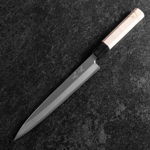 Yanagiba Left-Hand Silver Steel #3 Kasumi Buffalo Magnolia Handle 210mm (8.3”)-[Musashi]-[Japanese-Kitchen-Knives]