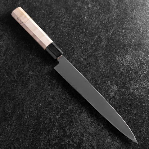 Yanagiba Left-Hand Silver Steel #3 Kasumi Buffalo Magnolia Handle 210mm (8.3”)-[Musashi]-[Japanese-Kitchen-Knives]