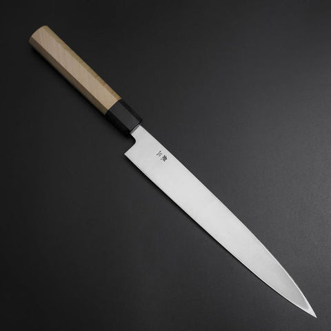 Yanagiba Left-Hand Silver Steel #3 Kasumi Buffalo Magnolia Handle 240mm (9.4”)-[Musashi]-[Japanese-Kitchen-Knives]