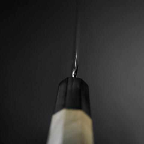 Yanagiba Left-Hand Silver Steel #3 Kasumi Buffalo Magnolia Handle 240mm (9.4”)-[Musashi]-[Japanese-Kitchen-Knives]