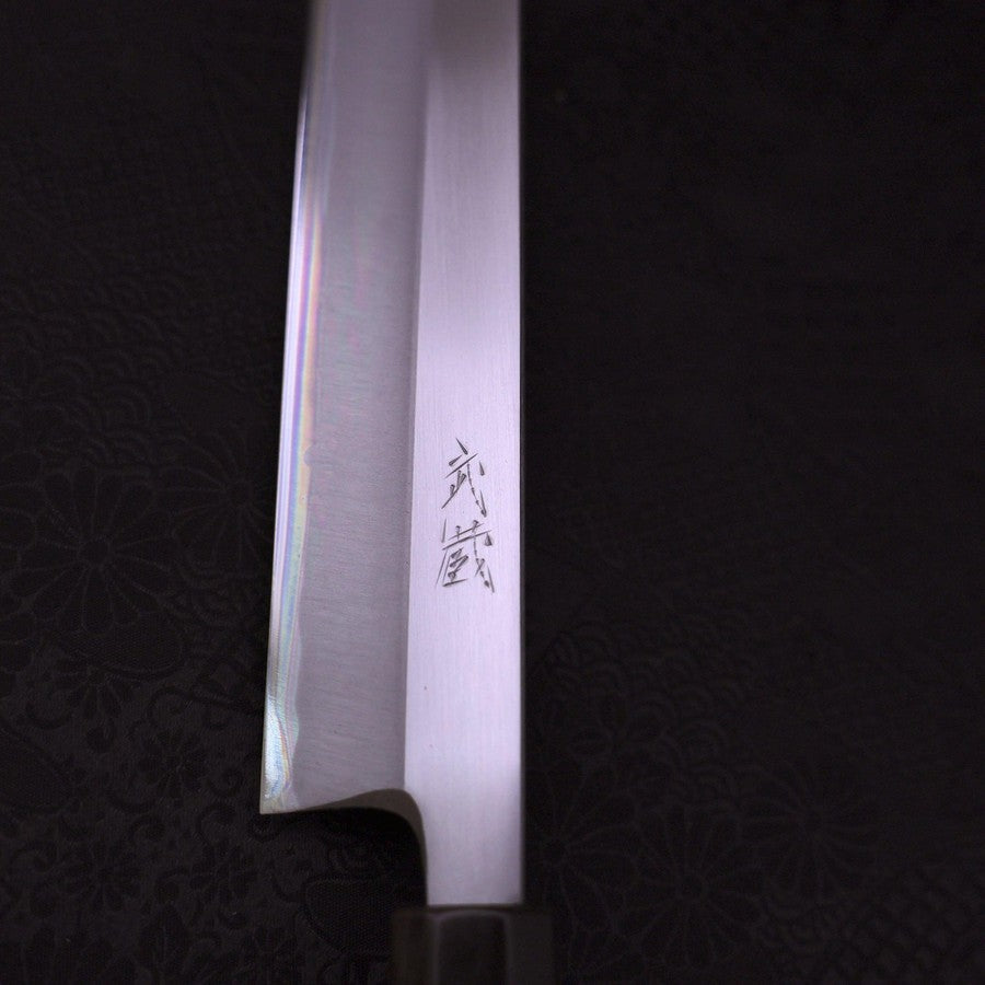 Yanagiba Left Hand White Steel #1 Buffalo Magnolia Handle 270mm (10.6”)-[Musashi]-[Japanese-Kitchen-Knives]