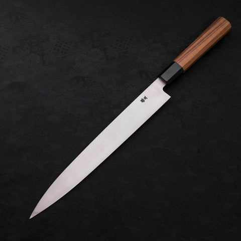 Yanagiba Silver Steel #3 Hon-Kasumi Buffalo Teak Handle 270mm (10.6”)-[Musashi]-[Japanese-Kitchen-Knives]