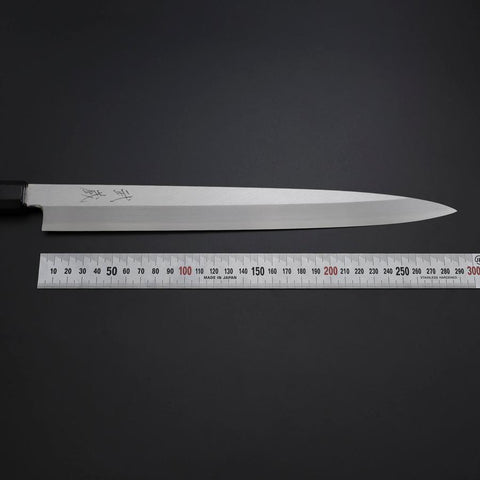 Yanagiba Silver Steel #3 Kasumi Buffalo Ebony Handle 300mm (11.8”)-[Musashi]-[Japanese-Kitchen-Knives]