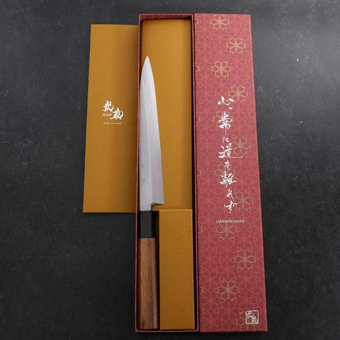 Yanagiba Silver Steel #3 Kasumi Buffalo Teak Handle 200mm (7.9”)-[Musashi]-[Japanese-Kitchen-Knives]