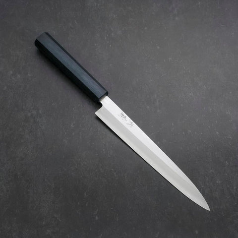 Yanagiba Silver Steel #3 Kasumi Dark Blue Urushi Handle 200mm (7.9”)-[Musashi]-[Japanese-Kitchen-Knives]