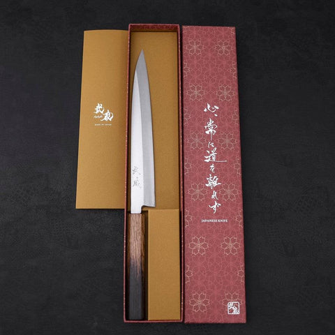 Yanagiba Silver Steel #3 Kasumi Yaki Urushi Handle 240mm (9.4”)-[Musashi]-[Japanese-Kitchen-Knives]