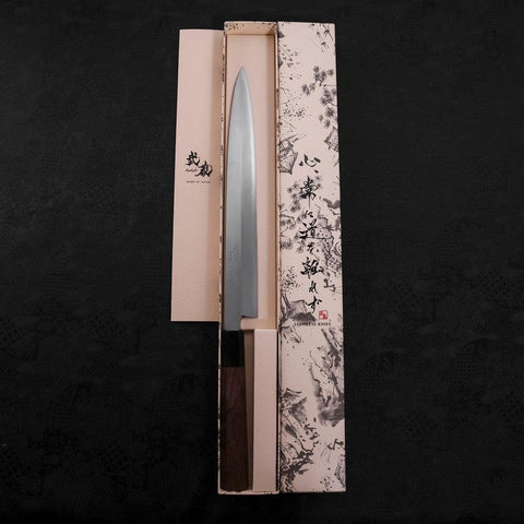 Yanagiba White Steel #2 Kasumi Buffalo Walnut Handle 270mm (10.6”)-[Musashi]-[Japanese-Kitchen-Knives]