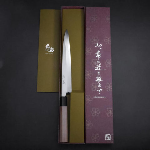 Yanagiba White Steel #2 Kasumi Cherry Handle 200mm (7.9”)-[Musashi]-[Japanese-Kitchen-Knives]