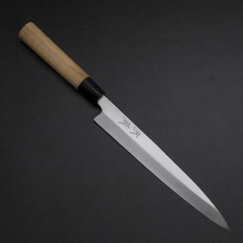 Yanagiba White Steel #2 Kasumi Cherry Handle 200mm (7.9”)-[Musashi]-[Japanese-Kitchen-Knives]