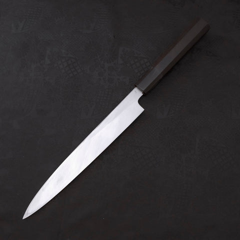 Yanagiba White Steel #2 Kasumi Chokin Sakura-Fuji Buffalo Ebony Handle 210mm (8.3”)-[Musashi]-[Japanese-Kitchen-Knives]