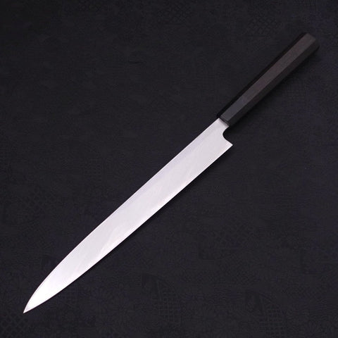 Yanagiba White Steel #2 Kasumi Chokin Sakura-Fuji Buffalo Ebony Handle 270mm (10.6”)-[Musashi]-[Japanese-Kitchen-Knives]