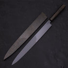 Yanagiba White Steel #2 Black Mirror Moon-Fuji Water Honyaki Urushi Handle With Urushi Sheath 330mm-[Musashi]-[Japanese-Kitchen-Knives]