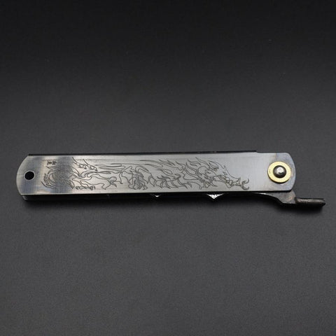 Ryubu-Dragon Black Higonokami Aogami 120mm (4.7”)-[Musashi]-[Japanese-Kitchen-Knives]